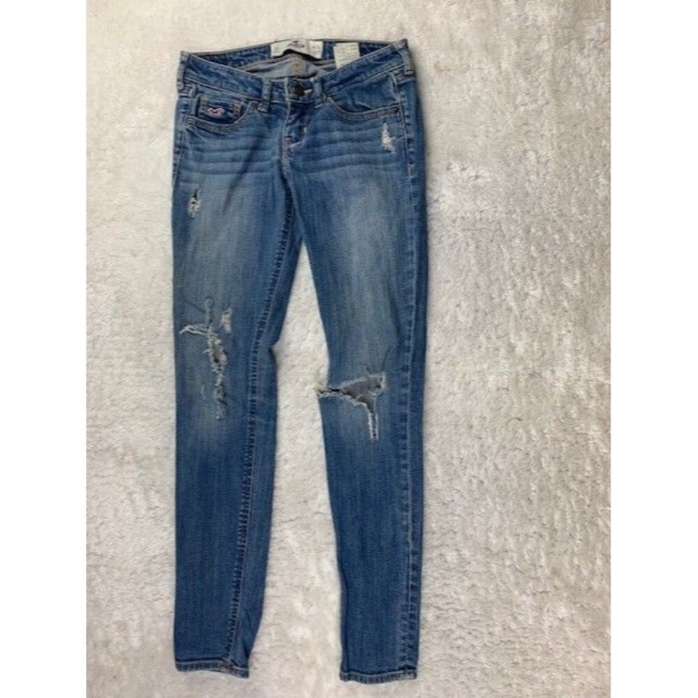 Hollister Size 0s 24x29 Womens Jeans Skinny Stretch Low Rise Destroyed Distress